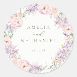 Pastel Tuin Bruiloft Favor Ronde Sticker