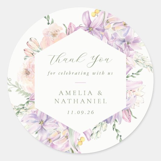 Pastel Tuin Bruiloft Favor Ronde Sticker (Voorkant)