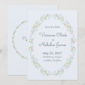 Pastel Tuin Lint Bloemen Bewaar de Datum Save The Date (Voorkant / Achterkant)