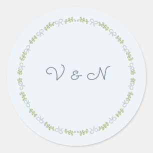 Pastel Tuin Lint Bruiloft Monogram Sticker