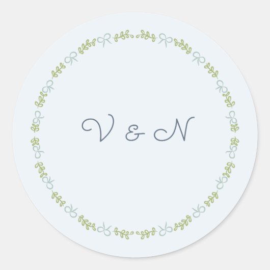 Pastel Tuin Lint Bruiloft Monogram Sticker (Voorkant)