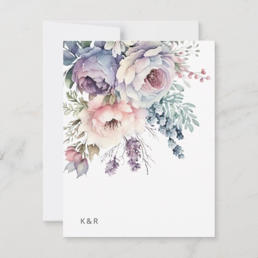 Pastel Tuin Luxe Bloemachtige Trouw Menukaart Kaart (Achterkant)