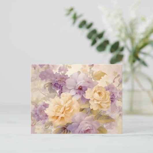  pastel tuinbloemen briefkaart (Staand voorkant)