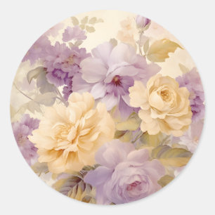 pastel tuinbloemen ronde sticker