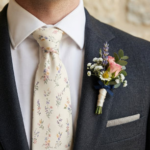 Pastel Tuinbruiloft met Wilde Bloemen Stropdas