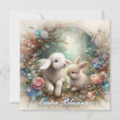 Pastel  Tuinlam Konijntje Christelijk Pasen Feestdagenkaart (Voorkant)