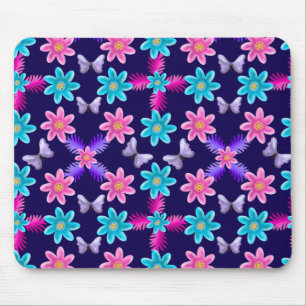 Pastel Tuinpatroon met Vlinders Cottagecore Muismat