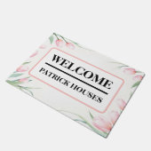 Pastel Tulip Border Personalized Deurmat (Schuin)