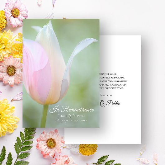 Pastel Tulip Spring Begrafenis Memorial Sympathie Bedankkaart