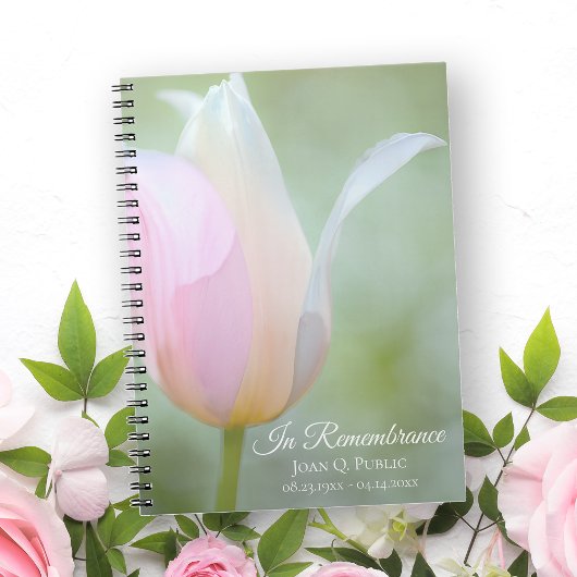 Pastel Tulip Spring Funeral Memorial Gastboek Notitieboek