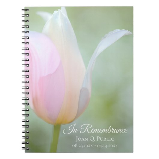 Pastel Tulip Spring Funeral Memorial Gastboek Notitieboek (Voorkant)