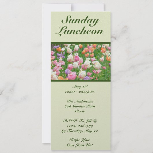 PASTEL TULIPS/"LET'S DO LUNCH"/ KAART (Achterkant)