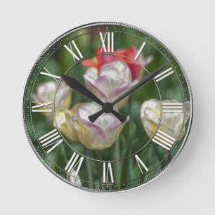 Pastel Tulips Ronde Klok