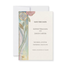 Pastel Tulp Art Nouveau Bewaar de Datum