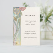 Pastel Tulp Art Nouveau Bewaar de Datum Save The Date (Staand voorkant)