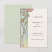 Pastel Tulp Art Nouveau Bewaar de Datum Save The Date (Voorkant / Achterkant)