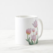 Pastel Tulp Bloem Ontwerp Koffiemok (Voorkant rechts)