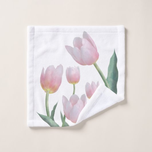 Pastel Tulp Bloem Ontwerp Washandje (Wasdoekje)