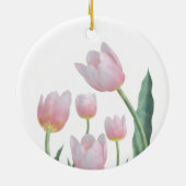 Pastel Tulp Bloemendesign Keramisch Ornament (Achterkant)