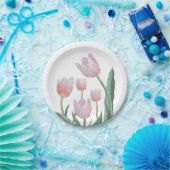 Pastel Tulp Bloemendesign Papieren Bordje (Feest)