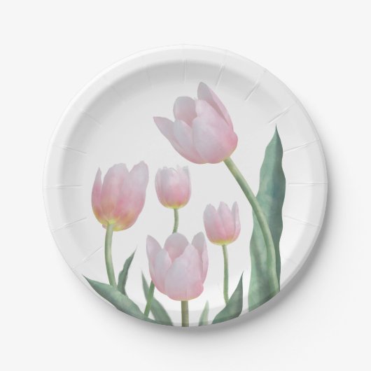 Pastel Tulp Bloemendesign Papieren Bordje (Voorkant)