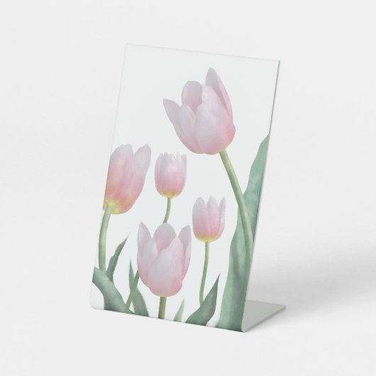 Pastel Tulp Bloemendesign Reclamebord Met Voetstuk (Voorkant)