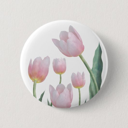 Pastel Tulp Bloemendesign Ronde Button 5,7 Cm (Voorkant)