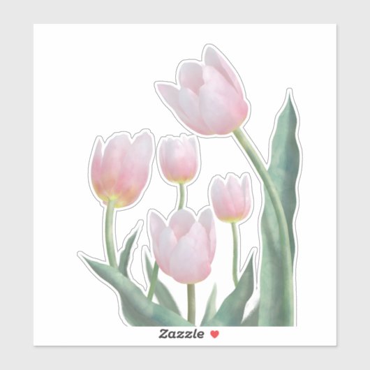 Pastel Tulp Bloemendesign Sticker (Vel)
