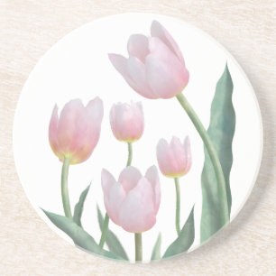 Pastel Tulp Bloemendesign Zandsteen Onderzetter