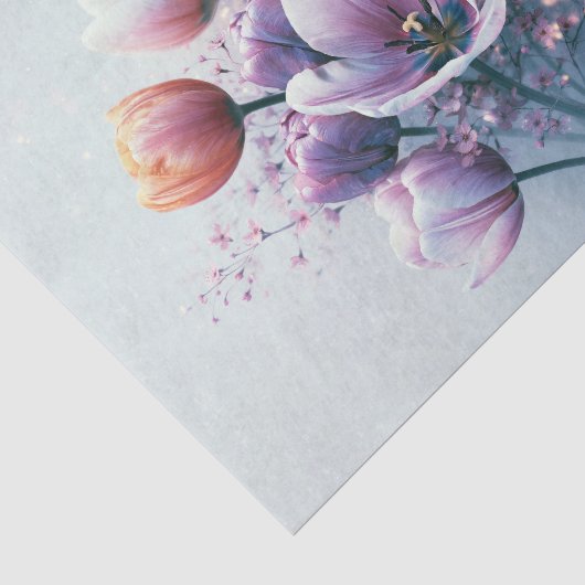 Pastel Tulp Boeket Gloed Decoupage Tissuepapier (Detail)