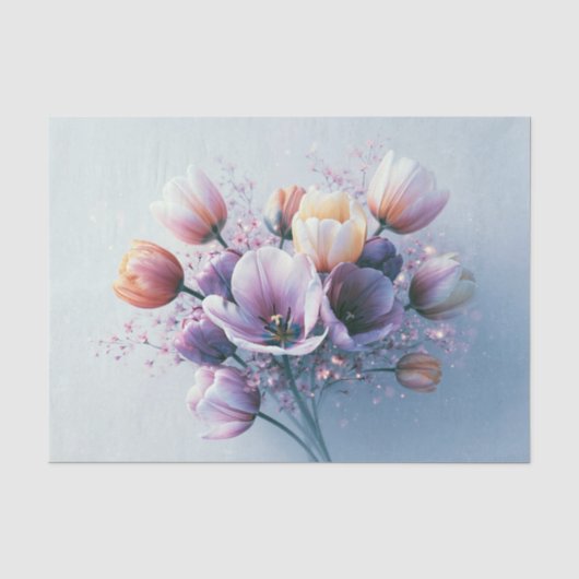Pastel Tulp Boeket Gloed Decoupage Tissuepapier (Voorkant)
