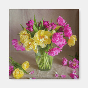 Pastel Tulp Boeket Lente Bloemen Foto Magneet