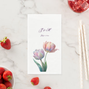 Pastel Tulp Bruiloft Suite Elegante Typografie Servet