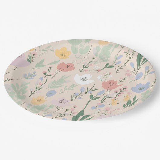 Pastel tulp ontwerp papieren bordje (Gekanteld)