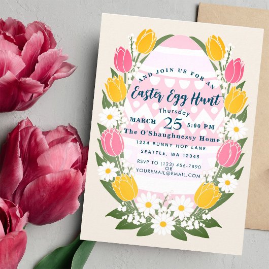 Pastel Tulp Pasen Eiersoeken Kaart