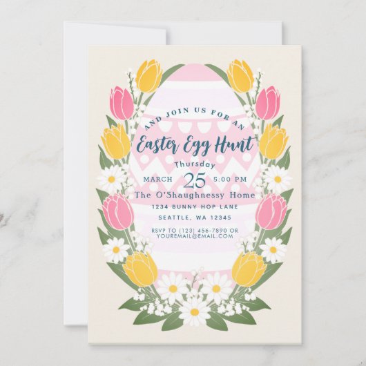 Pastel Tulp Pasen Eiersoeken Kaart (Voorkant)