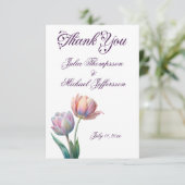 Pastel Tulp Trouw Suite Elegante Typografie Bedankkaart (Staand voorkant)