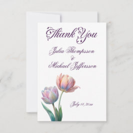 Pastel Tulp Trouw Suite Elegante Typografie Bedankkaart
