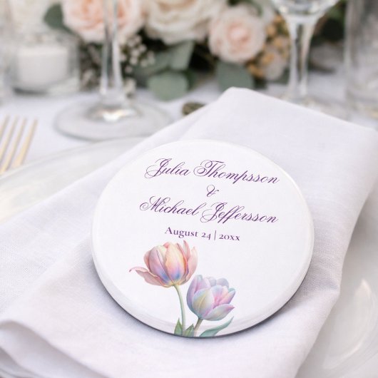 Pastel Tulp Trouw Suite Elegante Typografie Button Flesopener