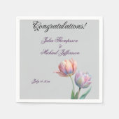 Pastel Tulp Trouw Suite Elegante Typografie Servet (Voorkant)