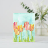 Pastel Tulp Waterverf Flowers Soft Pink Briefkaart (Staand voorkant)
