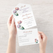 Pastel Tulp Wedding Suite Elegante Typografie All In One Uitnodiging (Uittrekbaar)