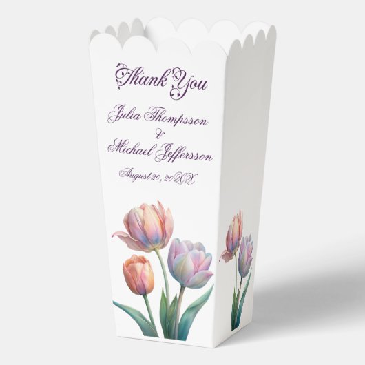 Pastel Tulp Wedding Suite Elegante Typografie Bedankdoosjes (Voorkant)