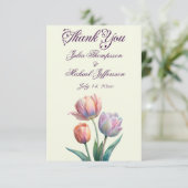 Pastel Tulp Wedding Suite Elegante Typografie Bedankkaart (Staand voorkant)