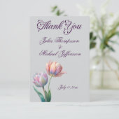 Pastel Tulp Wedding Suite Elegante Typografie Bedankkaart (Staand voorkant)