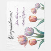 Pastel Tulp Wedding Suite Elegante Typografie Fleece Deken (Voorkant)