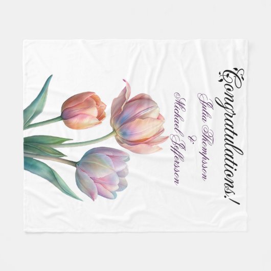 Pastel Tulp Wedding Suite Elegante Typografie Fleece Deken (Voorkant (Horizontaal))
