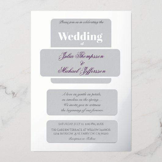 Pastel Tulp Wedding Suite Elegante Typografie Folie Uitnodiging (Voorkant)