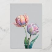Pastel Tulp Wedding Suite Elegante Typografie Folie Uitnodiging (Achterkant)