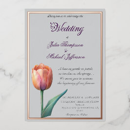 Pastel Tulp Wedding Suite Elegante Typografie Folie Uitnodiging